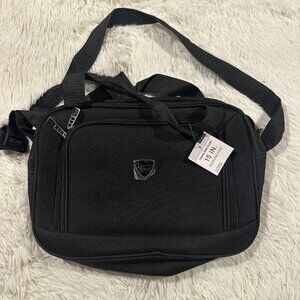Travelers Club NEW black 15 inch boarding tote adjustable shoulder carry